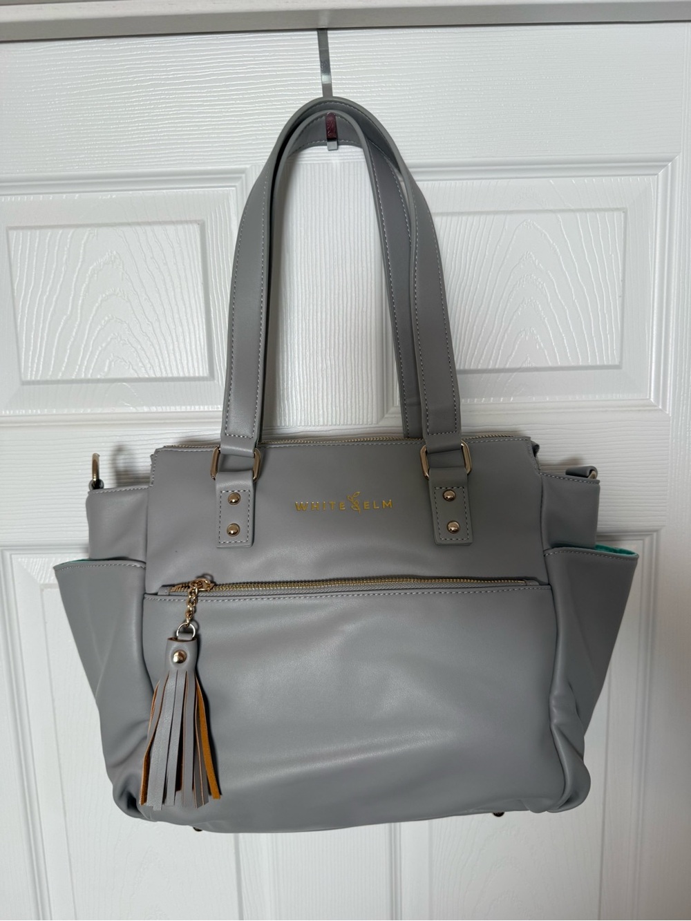 Women's Gray Tote Bag by White & Elm with Tassel